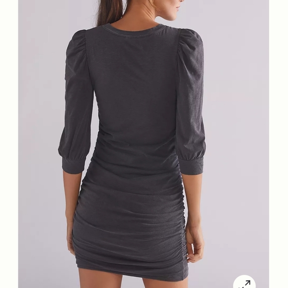 Sundry for Anthropologie slubbed knit puff sleeves mini dress with ruchi… - Picture 12 of 14